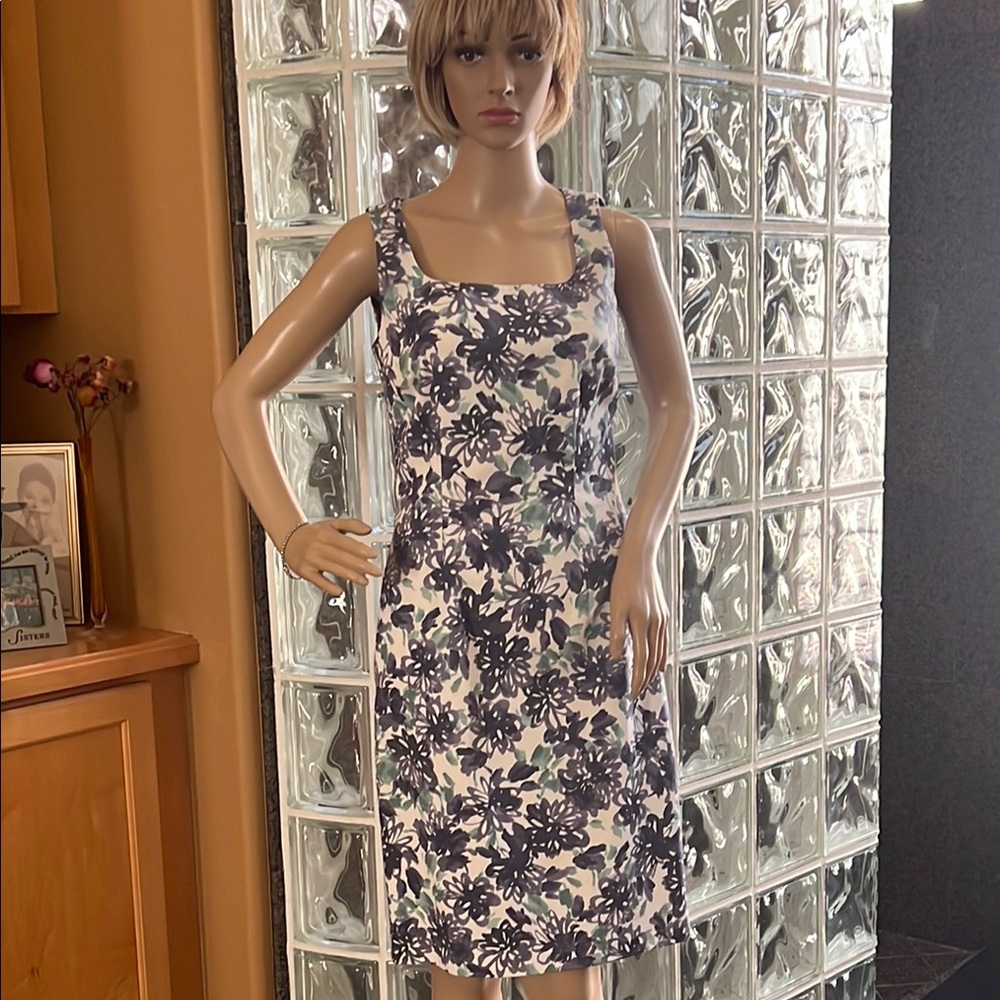 Peserico Blue Square Neck Sleeveless Midi Dress